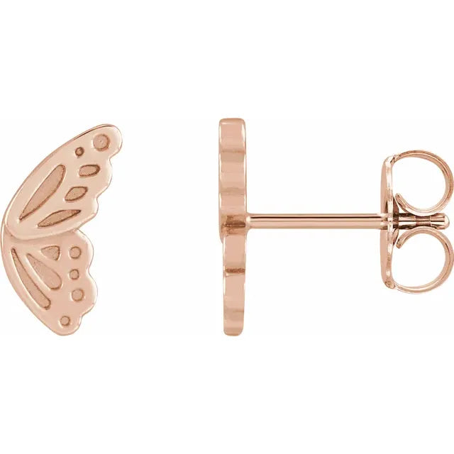 14K Yellow Gold Butterfly Wing Studs