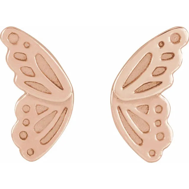 14K Yellow Gold Butterfly Wing Studs