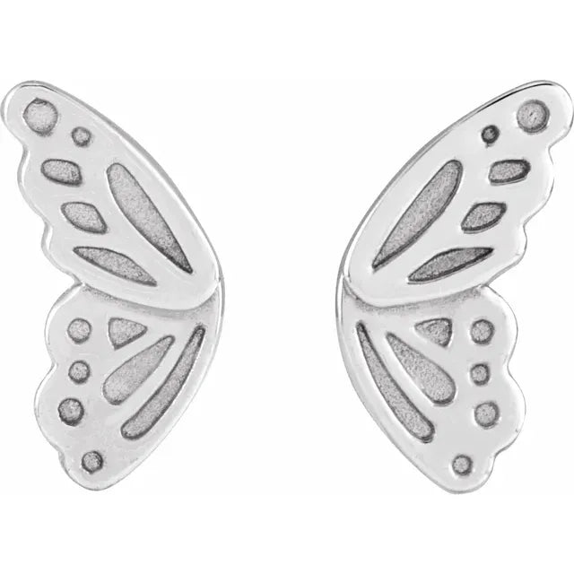 14K Yellow Gold Butterfly Wing Studs