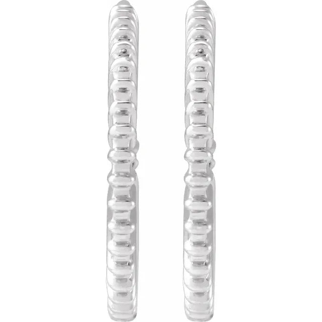 14K White Gold Starburst Hoop Earrings