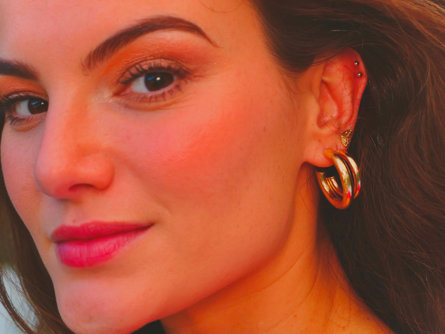 14K Yellow Gold Butterfly Wing Studs