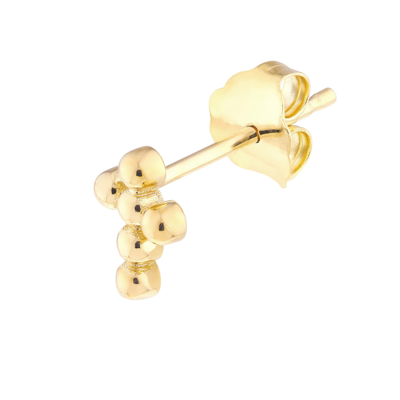 14K Yellow Gold Bead Cross Stud Earrings