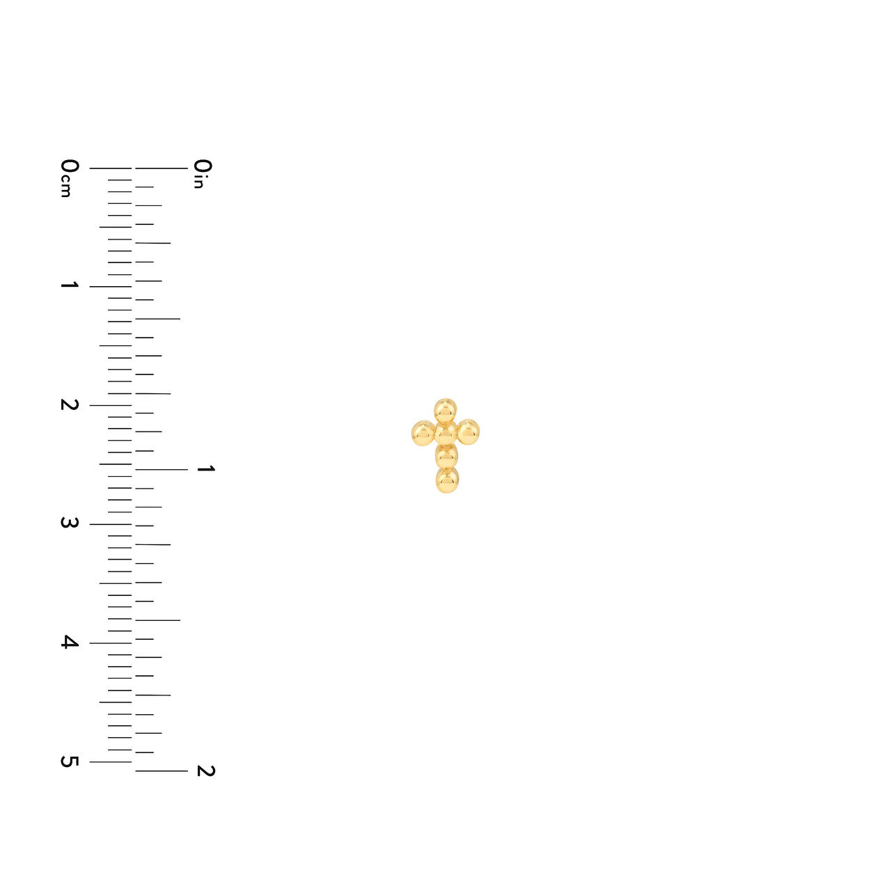 14K Yellow Gold Bead Cross Stud Earrings