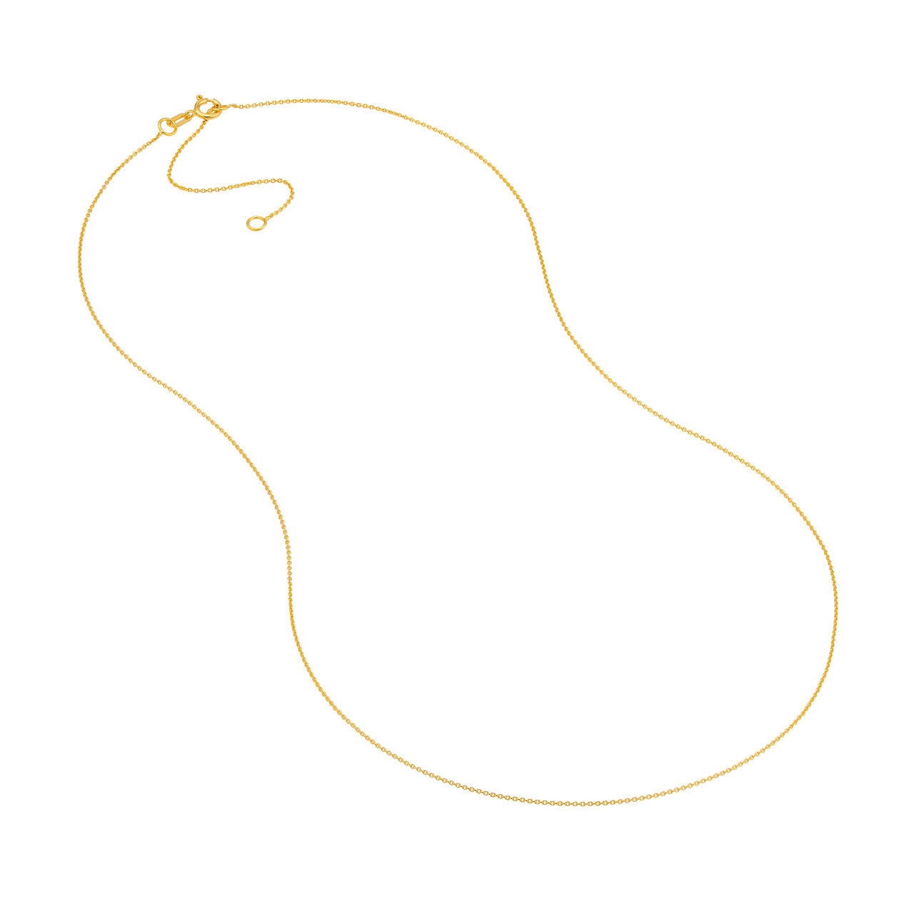 14K Yellow Gold 0.7mm Adjustable Cable Chain with Spring Ring