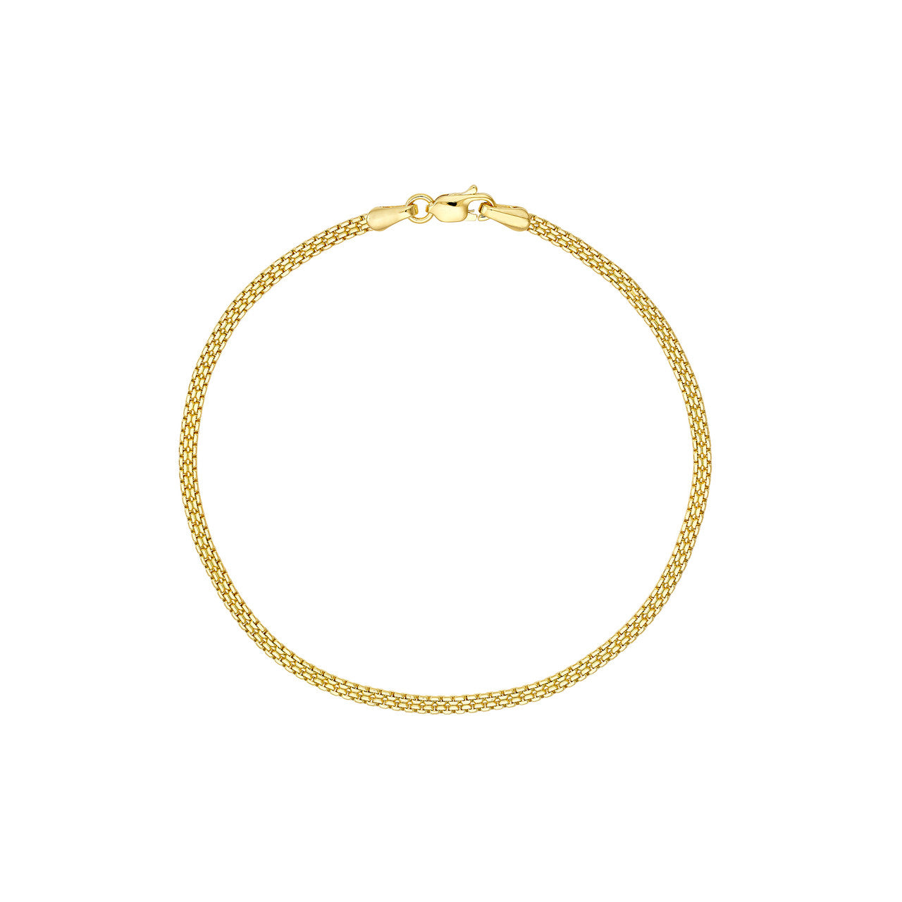 14K Yellow Gold 2.50mm Hollow Diamond-Cut Box Bismark Bracelet