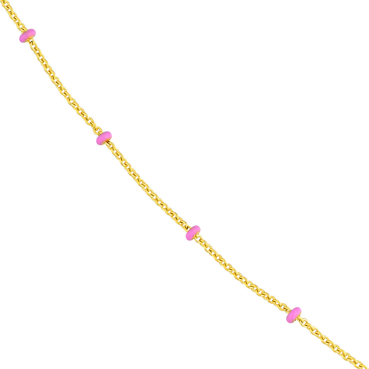 14K Yellow Gold Baby Blue Enamel Bead Adjustable Saturn Chain