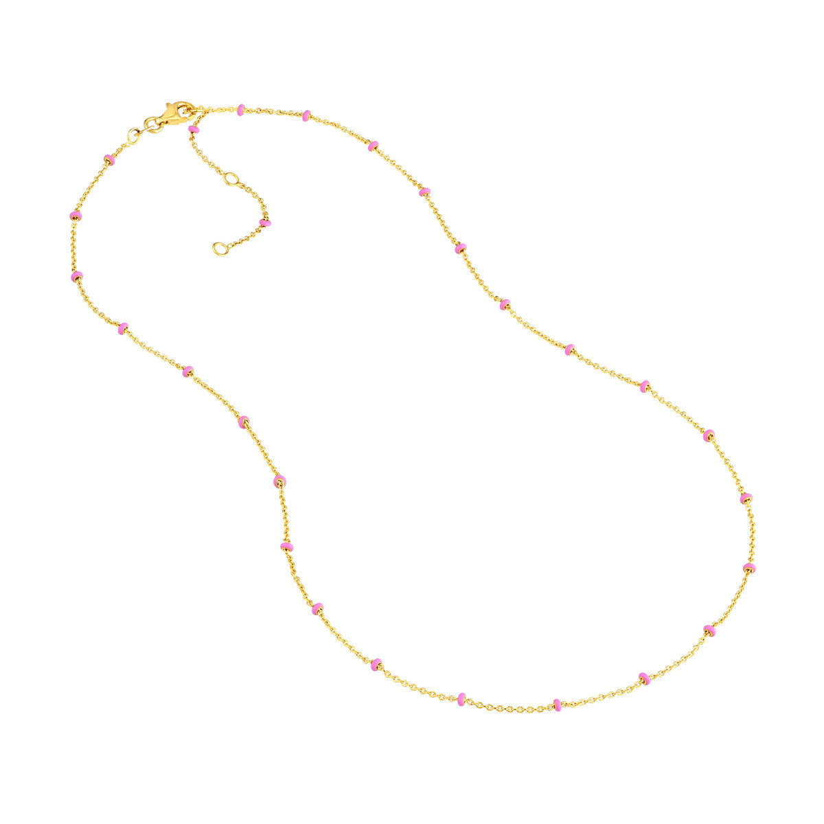 14K Yellow Gold Baby Blue Enamel Bead Adjustable Saturn Chain