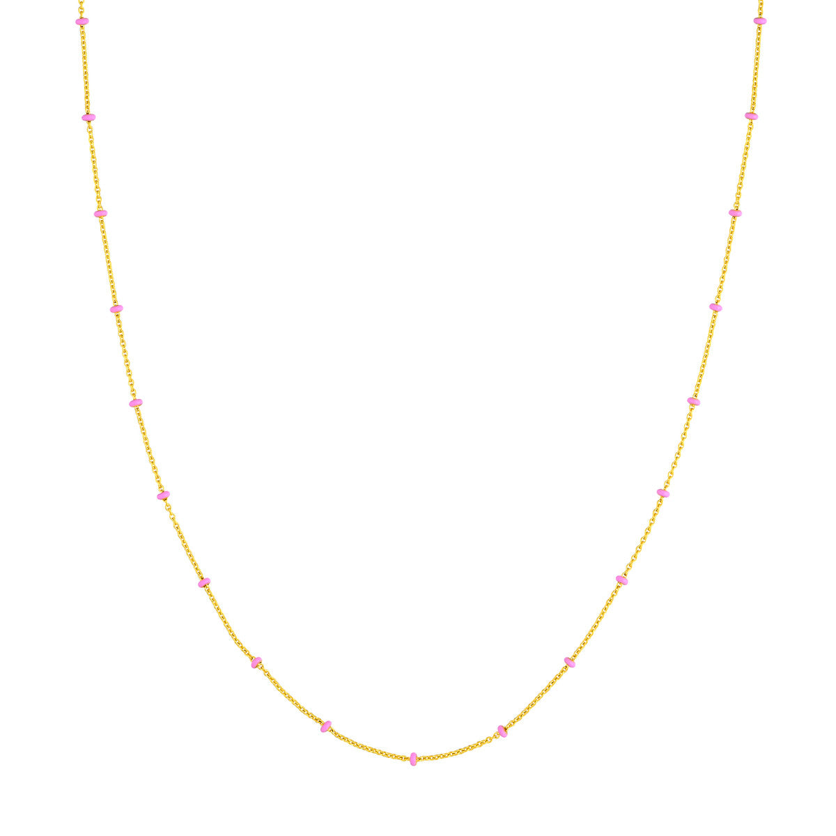 14K Yellow Gold Baby Blue Enamel Bead Adjustable Saturn Chain