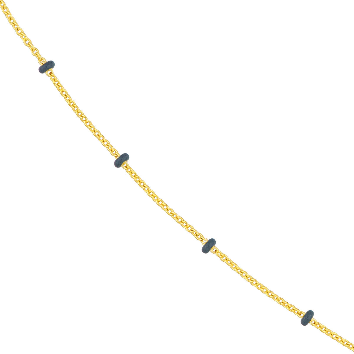14K Yellow Gold Baby Blue Enamel Bead Adjustable Saturn Chain