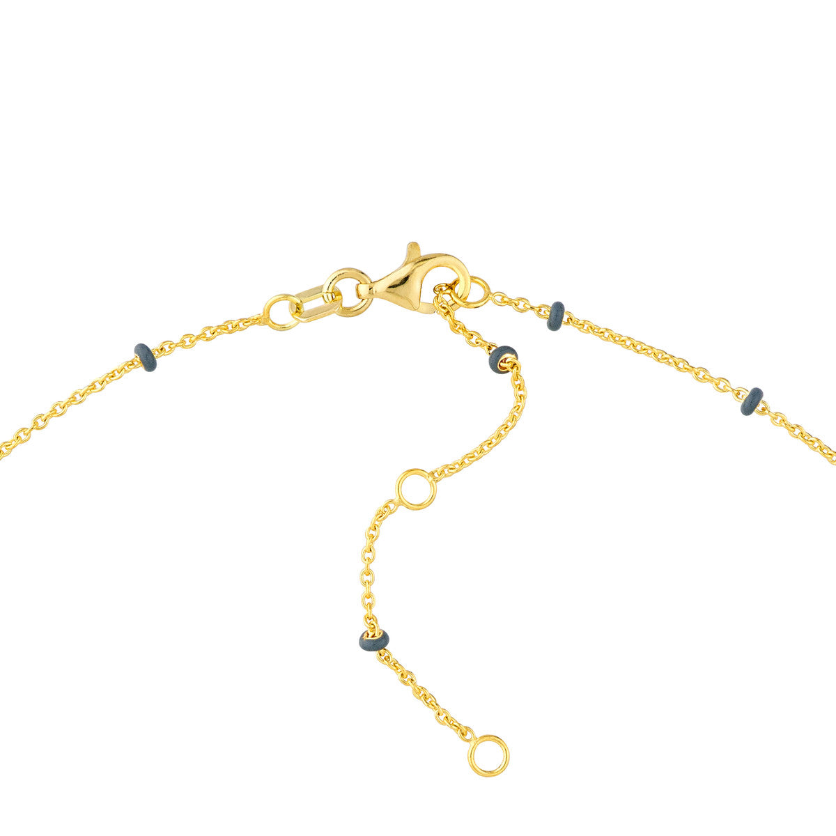 14K Yellow Gold Baby Blue Enamel Bead Adjustable Saturn Chain