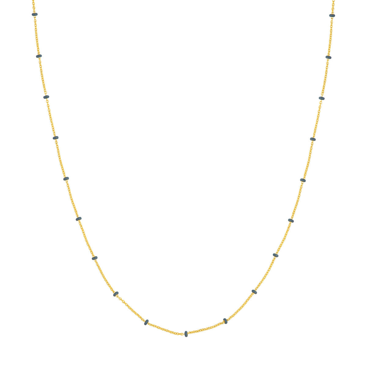 14K Yellow Gold Baby Blue Enamel Bead Adjustable Saturn Chain