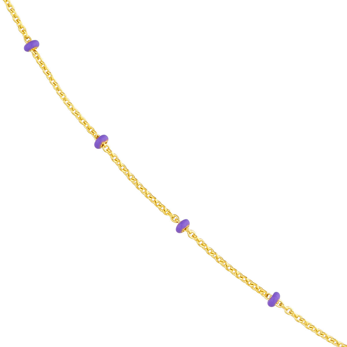 14K Yellow Gold Baby Blue Enamel Bead Adjustable Saturn Chain