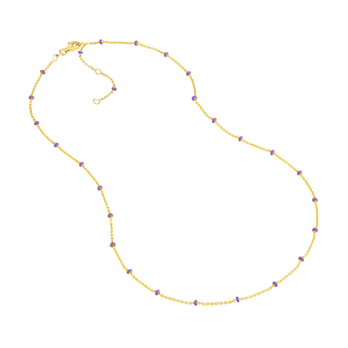 14K Yellow Gold Baby Blue Enamel Bead Adjustable Saturn Chain