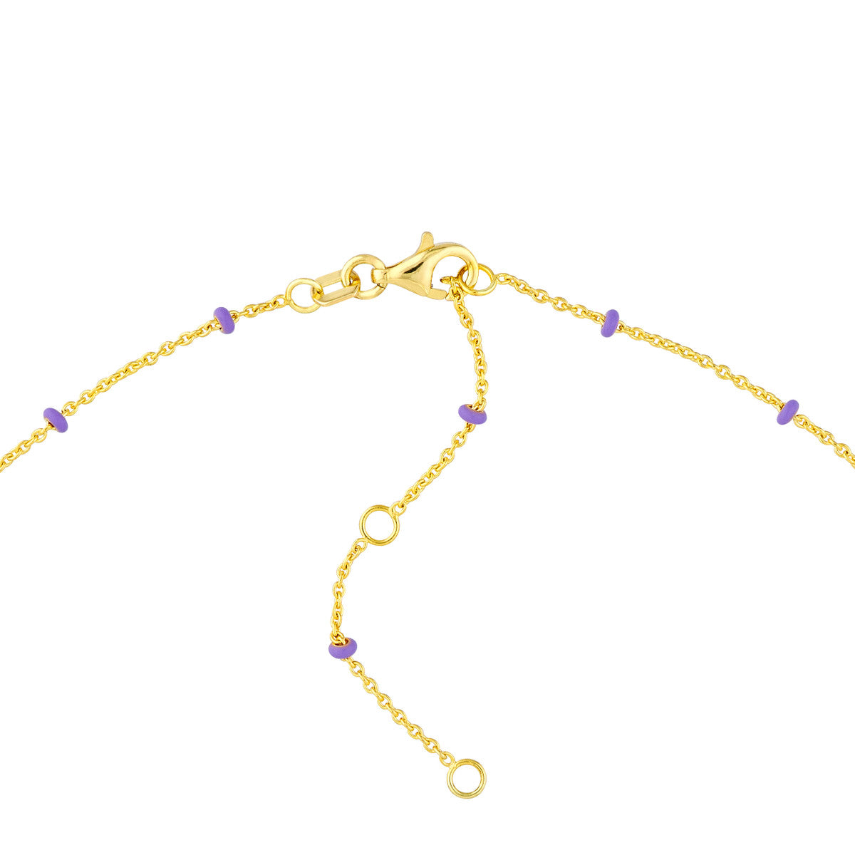 14K Yellow Gold Baby Blue Enamel Bead Adjustable Saturn Chain