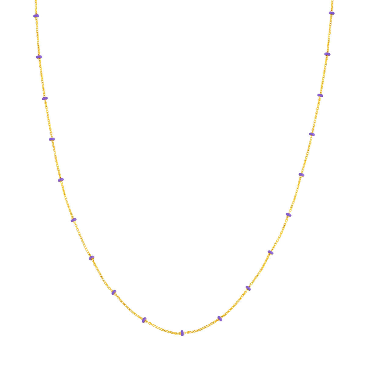 14K Yellow Gold Baby Blue Enamel Bead Adjustable Saturn Chain