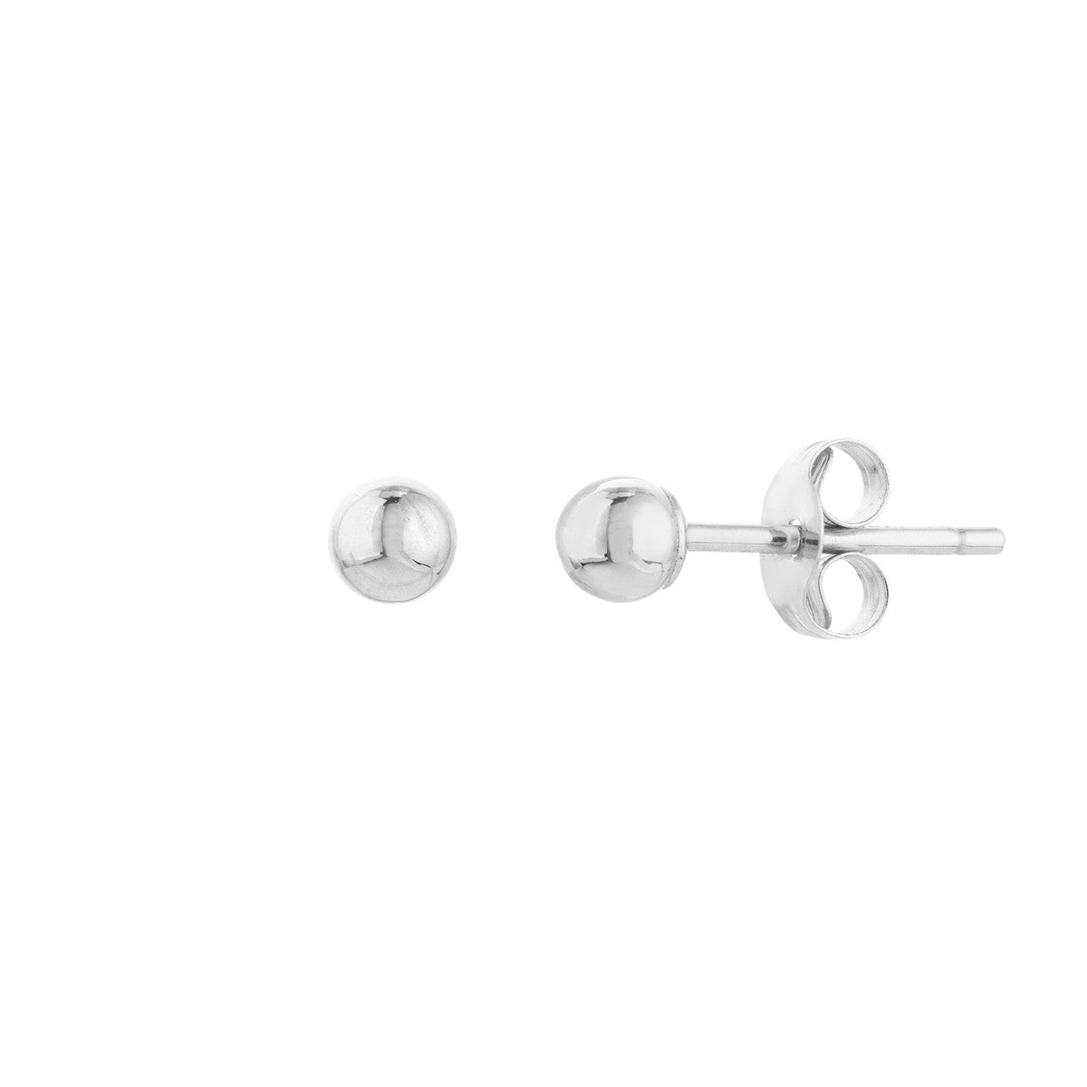 14K White Gold 3mm Polished Ball Stud Earrings