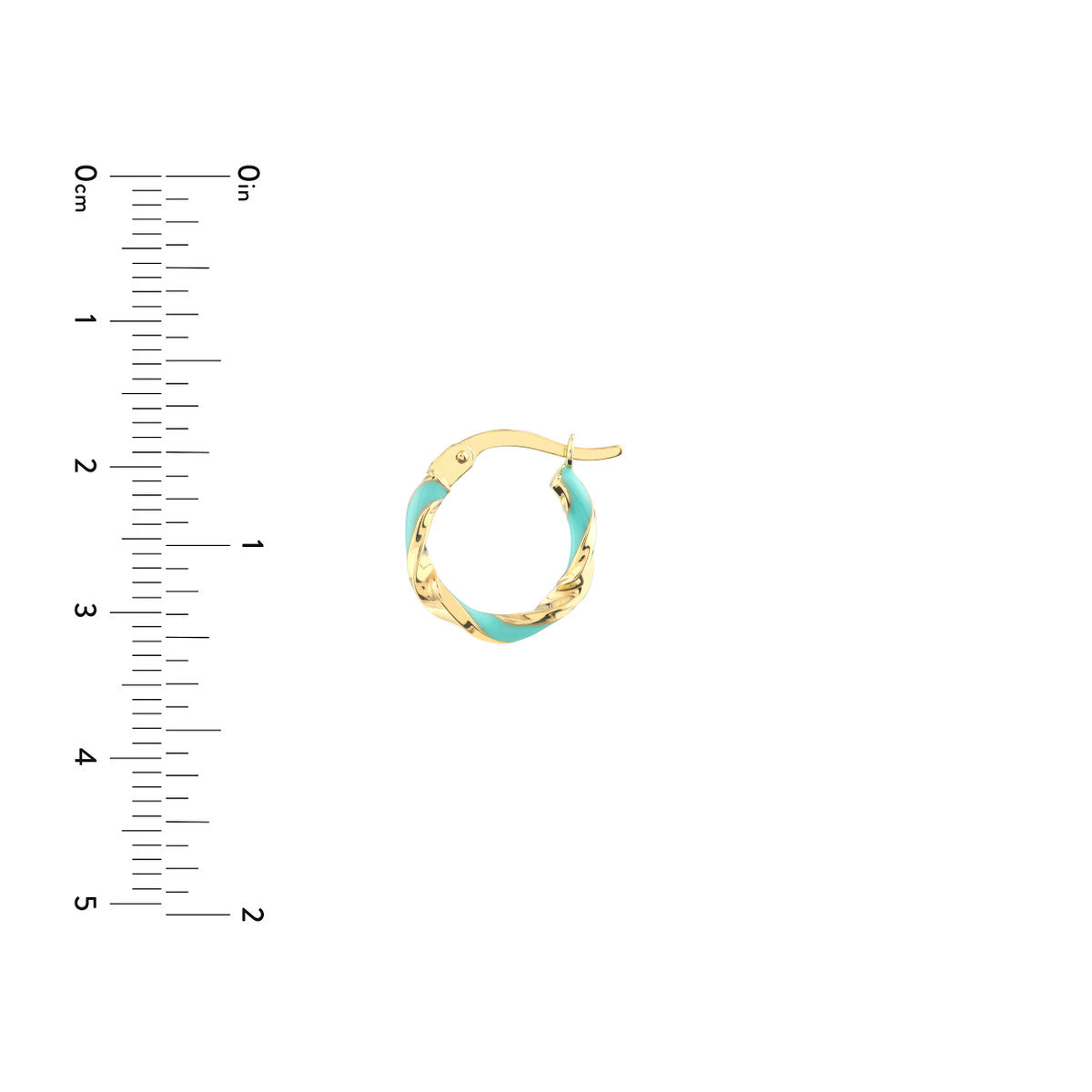 14K Yellow Gold 10X2mm White Enamel Round Twist Hoops