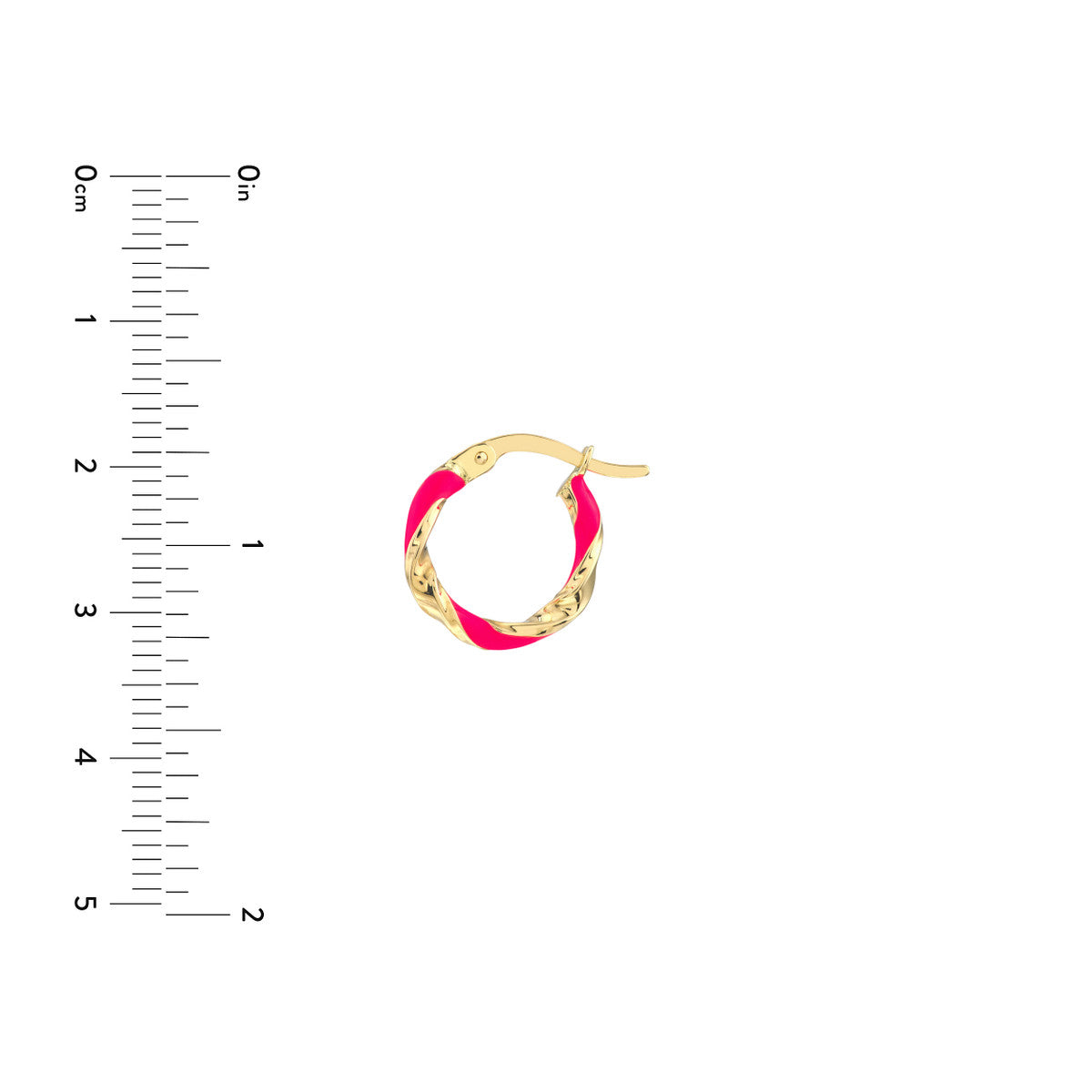 14K Yellow Gold 10X2mm White Enamel Round Twist Hoops
