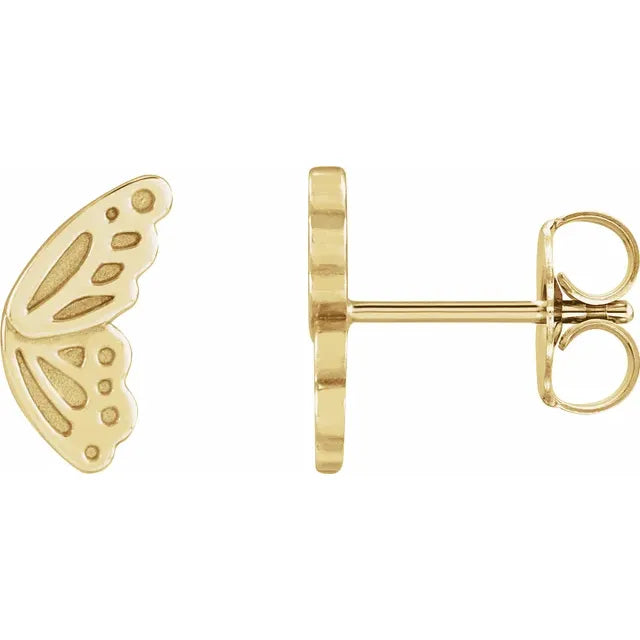 14K Yellow Gold Butterfly Wing Studs