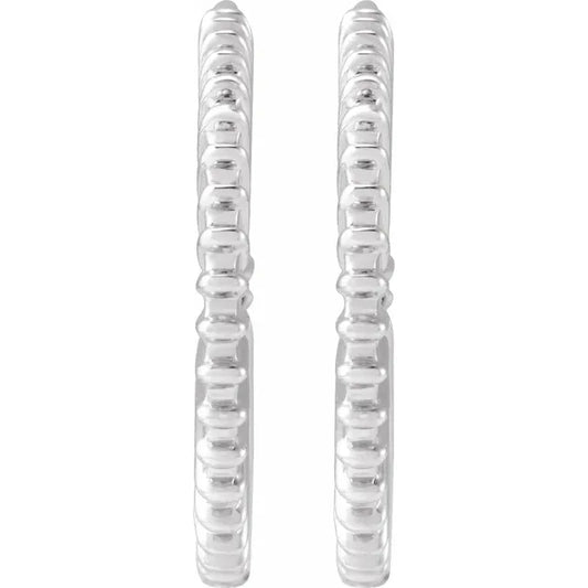 14K White Gold Starburst Hoop Earrings