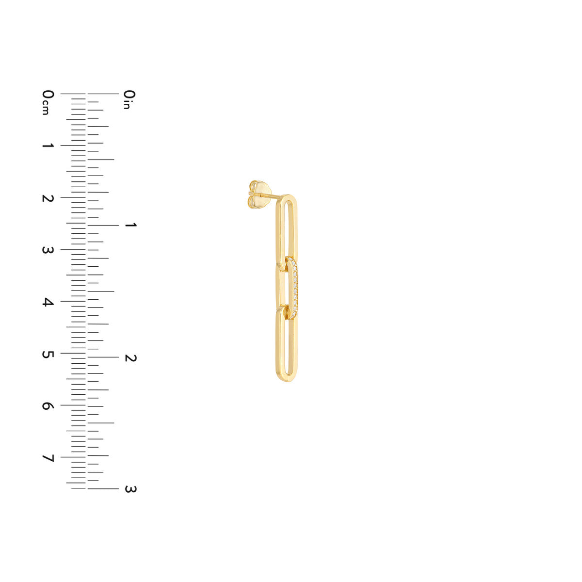 14K Yellow Gold 28-Diamond Paper Clip Linked Earrings