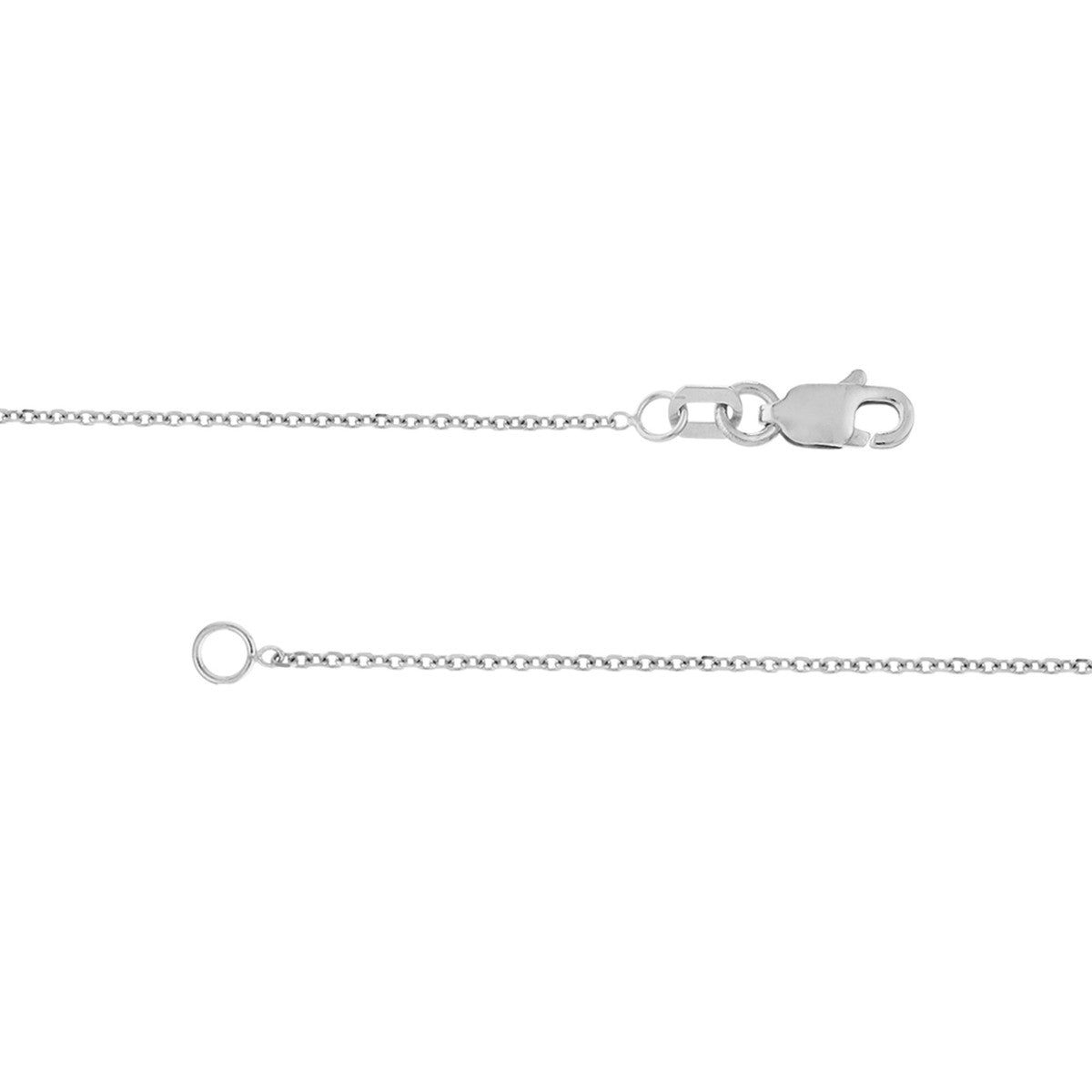 14K White Gold 1.05mm Diamond-Cut Cable Chain with Lobster Lock