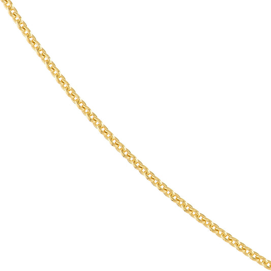 14K Yellow Gold 0.7mm Adjustable Cable Chain with Spring Ring