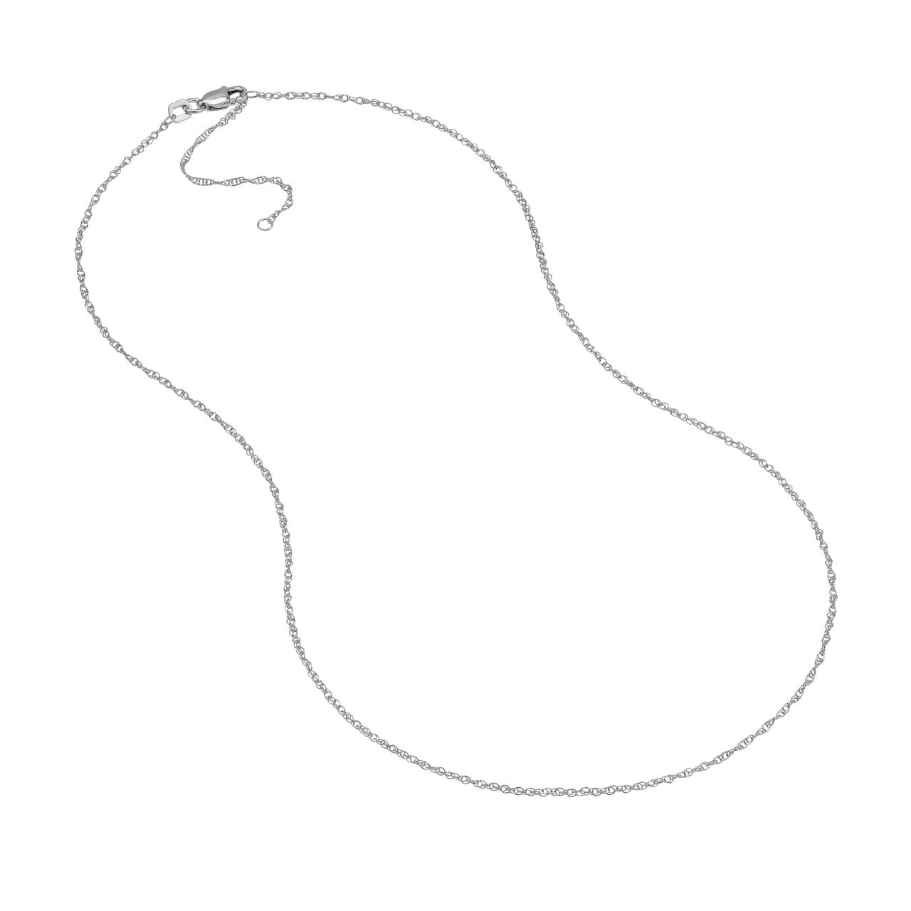 14K White Gold 1.2mm Adjustable Pendant Rope Chain