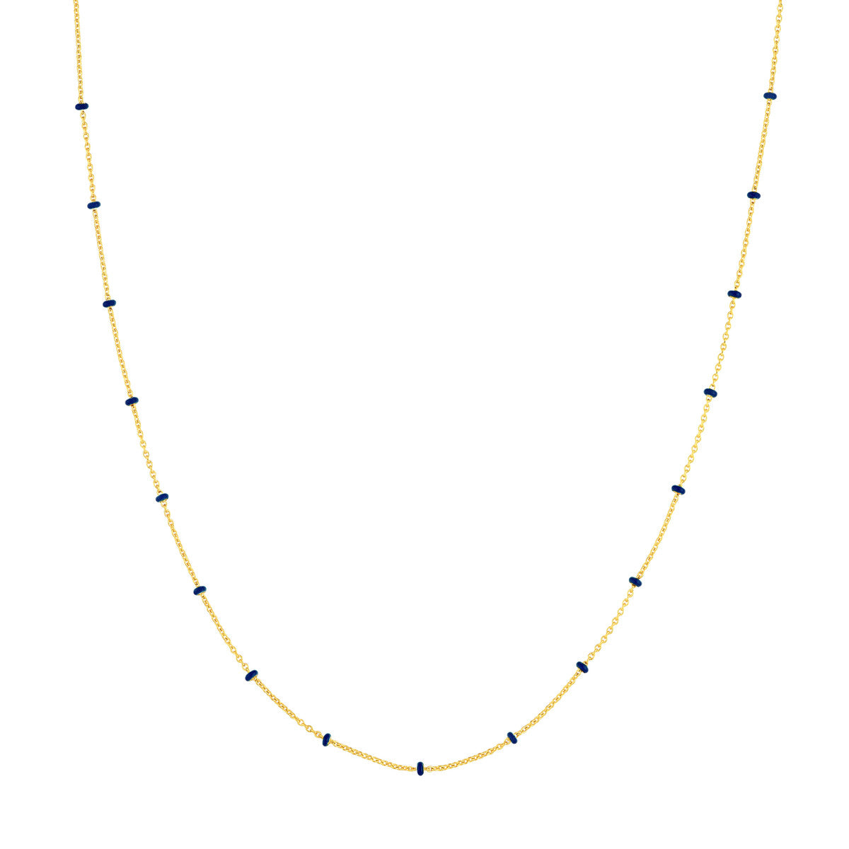 14K Yellow Gold Baby Blue Enamel Bead Adjustable Saturn Chain