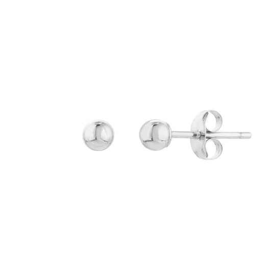 14K White Gold 3mm Polished Ball Stud Earrings