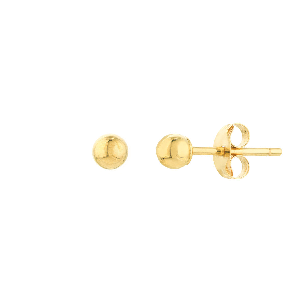 14K Yellow Gold 3mm Polished Ball Stud Earrings