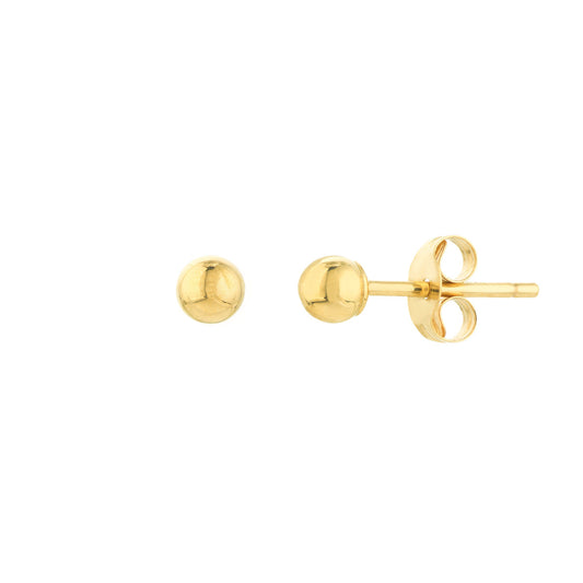 14K Yellow Gold 3mm Polished Ball Stud Earrings