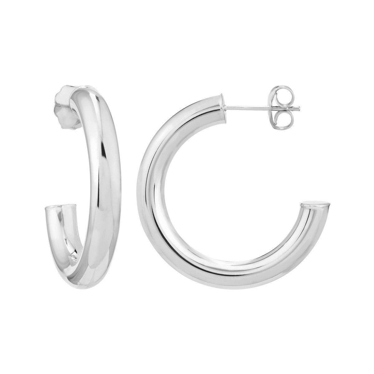 14K Yellow Gold 25x4mm Tube Hoop Earrings