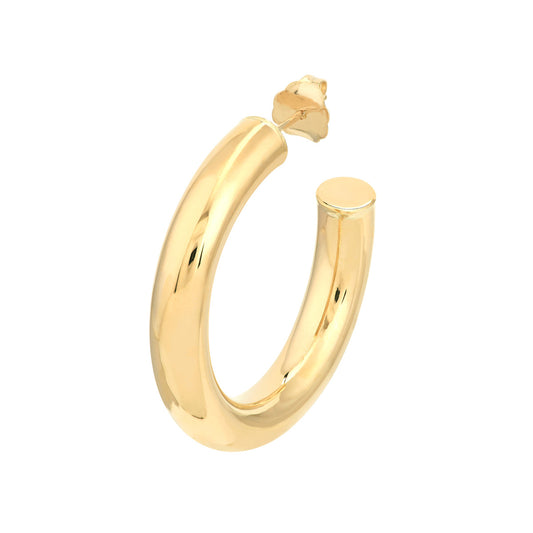 14K Yellow Gold 30x5mm Tube Hoop Earrings